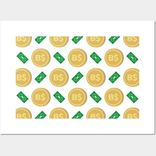 Bahamas's Bahamian Dollar B$ code BSD banknote and coin pattern wallpaper Posters and Art